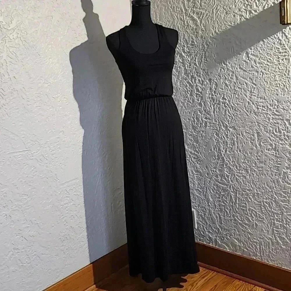 CASLON Sleeveless round neck tank maxi Dress 👗 black xx small